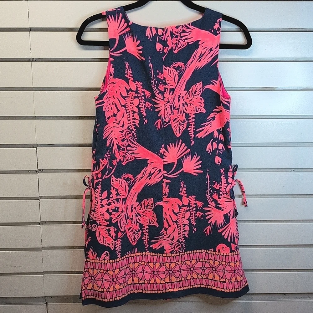 Lilly Pulitzer Donna Sleeveless Romper Shift Dress Night Caw Blue Pink Size 2 - Picture 5 of 8
